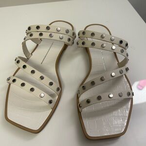 Dolce Vita White Studded Multi-Strap Flat Sandals